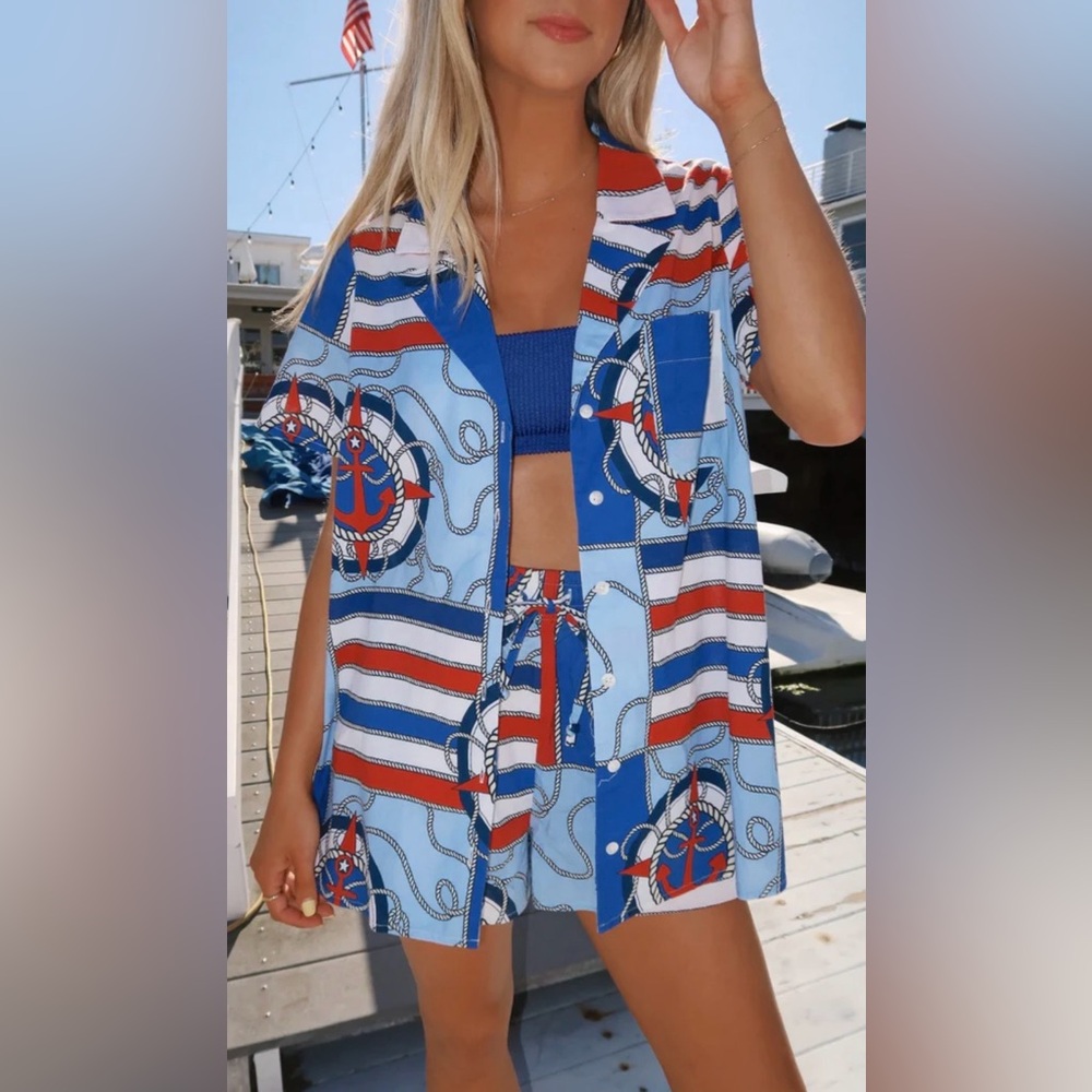 Show Me Your Mumu Nautical Shirt and Shorts Set Size Small